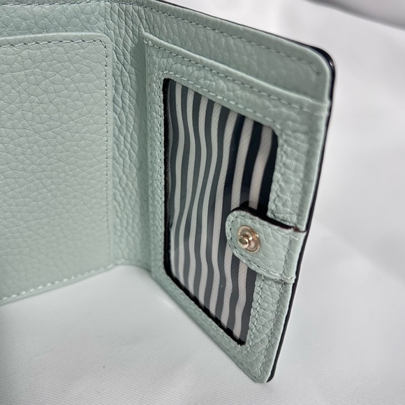 Kate Spade Jackson St Jada Pebbled Leather Trifold Wallet Light Blue/Green - Picture 6 of 9